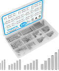 220 Piece Stainless Steel Dowel Pin Set With 22 Sizes M2 M3 M4 M5 For Shelves Cabinets And Furniture in storage case