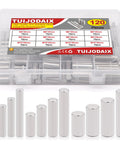 Stainless Steel Pro Grade Dowel Pin Set 120 Pcs With 12 Sizes M6 M8 M10 And 20 25 30 35mm Lengths in storage box