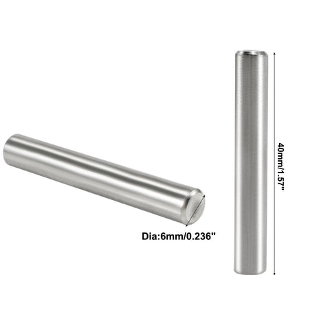 24 Piece Dowel Pins 6 Mm By 40 Mm 304 Stainless Steel Pegs For Shelves And Furniture Support Silver Tone shown with dimensions