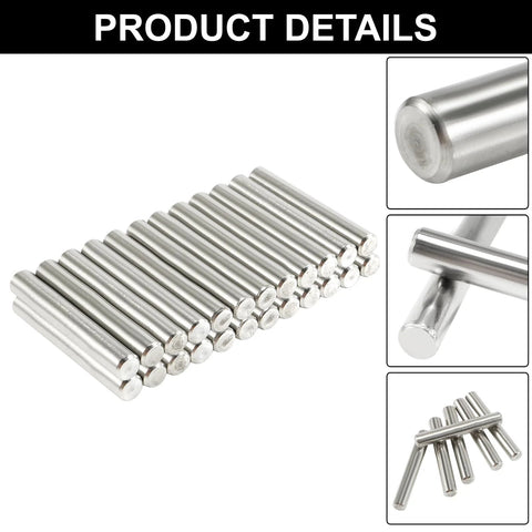 24 Piece Dowel Pins 6 Mm By 40 Mm 304 Stainless Steel Pegs For Shelves and Furniture Support Silver Tone hardware details