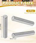 Stainless Steel Dowel Pins 8mm x 50mm Set Of 6 For Shelves And Furniture 304 Rust Resistant Pegs with product size details