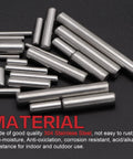 Assorted 304 stainless steel dowel pins from All In One 220 Piece 22 Sizes Stainless Steel Dowel Pin Set M2 M3 M4 M5 for shelves and fasteners.