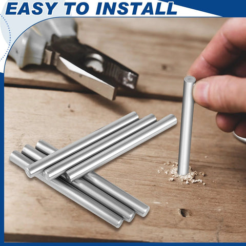 Heavy Duty Stainless Steel Dowel Pins Six Pack Three Eighths Inch Diameter By Three Inches 304 Grade for easy furniture assembly