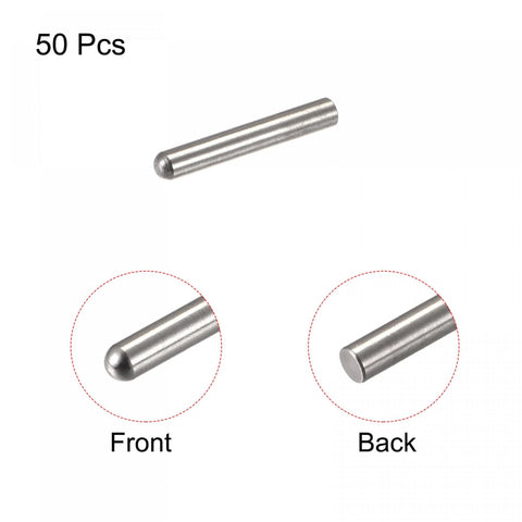 3x15mm Dowel Pins Set 50 Pcs 304 Stainless Steel Round Head Flat Chamfered End Dowel Pins for furniture assembly.