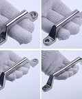 Gloved hands holding Heavy Duty 304 Stainless Steel Drawer Cabinet Pull Handle 100mm Center Hole For Cabinets And Drawers