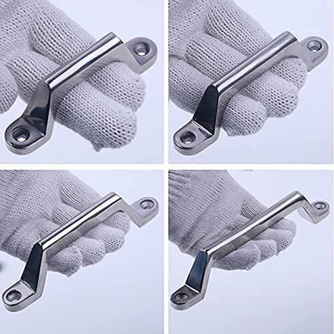 Gloved hands holding Heavy Duty 304 Stainless Steel Drawer Cabinet Pull Handle 100mm Center Hole For Cabinets And Drawers