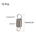 Stainless Steel Dual Hook Tension Spring, 0.012 Inch Wire, 3mm Outer Diameter, 10mm Free Length, Rust Resistant Built Tough Heavy Duty