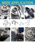 E-clip and C-clip retaining rings assortment kit, 327 pieces, stainless steel, sizes M3–M14 (1.2–10 mm), 24 sizes.