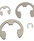 Different sizes of DIN 6799 E Clip Circlip Snap Ring Stainless Steel Pack Of 100 For 16 To 24 Mm Shafts With 28.7 Mm Outer Diameter And 1.50 Mm Thickness Automotive Grade IATF 16949 Quality For Automotive Applications
