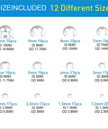 Stainless steel E-clip and C-clip retaining rings kit, 12 sizes from 1.2–10 mm ID, 10–20 pcs per size