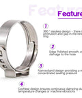 304 Stainless Steel Single Ear Hose Clamp Kit 35Pcs 15.3mm 18.5mm Crimp Ear Clamps Assortment close-up showing features