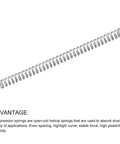 3.9N Stainless Steel Extension Springs 0.3x2mm Wire, 30mm Free Length, 10 Pack for DIY Projects, shown in a side view.