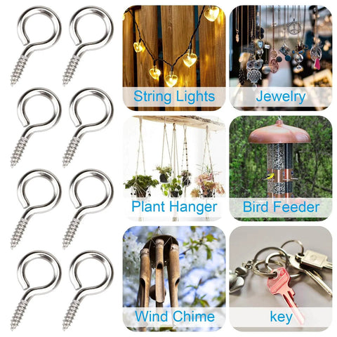 50 Pcs 1 Inch 304 Stainless Steel Eye Screws Self Tapping Eye Bolts Indoor Outdoor Hanging Artwork for various uses