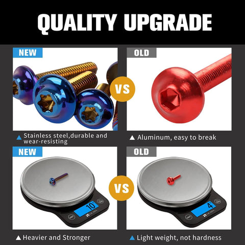 Quality upgrade comparison of ✝️ BAIONE Fairing Bolt Kit 195PCS Stainless Steel M5 M6 Motorcycle Windscreen Fairing Screws