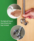 8 Inch Stainless Steel Faucet Connector Braided Brass Nuts One Half Inch IPS To Three Eighths Inch Female Thread Compression Fitting Installed