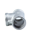 SS304 Stainless Steel Female Threaded 3 Way Tee BSPT Pipe Fitting front view showcasing threading