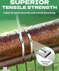Heavy Duty Stainless Steel Fence Ties 11.8 Inch for Chain Link Fence Chicken Coop Dog Fence with reinforced locking head on rusty pipe