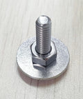 Stainless Steel Fender Washer 1/4 Inch ID 1 Inch OD 0.078 Inch Thick 304 seen with bolt and nut on wood surface