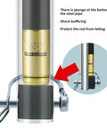 Close-up of stainless steel hitch mounted fishing rod holder with sponge cushion and quick release pin