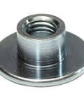 1-1/4 in Stainless Steel Set-Screw Flange Bearing with White RF Insert, viewed from the top showing corrosion-resistant shaft support surface.