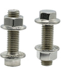 Stainless Steel Flange Screws Bolts and Nuts Kit for Exhaust Manifold M10x1.5 35mm 4 Pack shown upright with flange nuts attached.