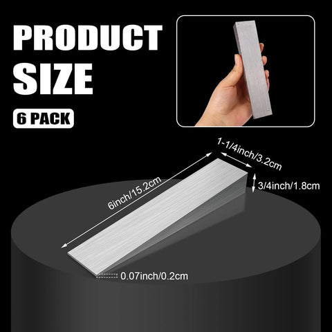 6 Piece Stainless Steel Flange Wedge Set For Lathe Machines 18x32x152mm Beveled, showing product dimensions in hand.