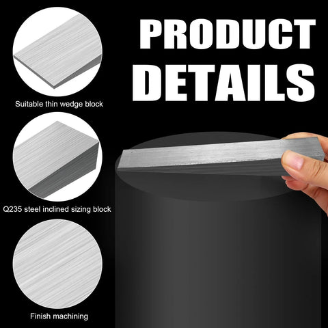 6 Piece Stainless Steel Flange Wedge Set For Lathe Machines 18x32x152mm Beveled, showing wedge and sizing block details