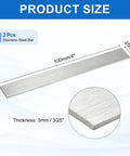Diagram showing 316L Stainless Steel Flat Bar 3mm By 25mm By 100mm Brushed Finish Set Of 2 with dimensions and thickness.