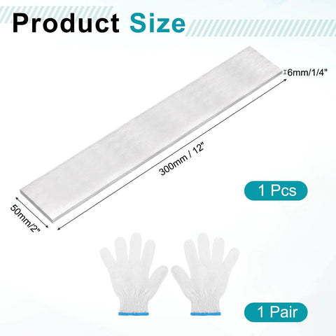 Stainless Steel Flat Bar Quarter Inch Thick By Two Inch Wide Twelve Inch Long With Heavy Duty Brushed Finish Trim Strip For Kitchen Diy Crafts 304 Grade Silver Tone uxcell shown with gloves