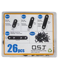 Package of 26 Sets Flat Plate Straight Bracket Flat Brace Bracket Stainless Steel, 36mm/46mm/56mm/76mm Wood Brackets Mending Repair Plate
