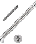 150pcs #8 x 2 Inch Flat Head Self Tapping Sheet Metal Screws Stainless Steel High Strength Quick Self Drilling Screws with Deep Threads