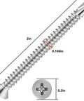 150pcs #8 x 2 Inch Flat Head Self Tapping Sheet Metal Screws Stainless Steel High Strength Quick Self Drilling Screws with Deep Threads