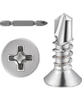 Close-up of 600pcs #8 x 1/2 inch flat head self tapping sheet metal screws stainless steel high strength quick self drilling screws