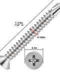 200pcs #8 x 1-1/2 Inch Flat Head Self Tapping Sheet Metal Screws Stainless Steel High Strength Quick Self Drilling Screws with Deep Threads
