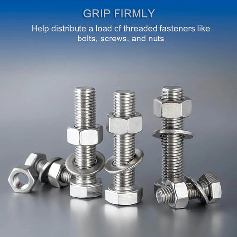 M3x6mmx0.5mm Stainless Steel Round Flat Washer for Bolt Screw 100Pcs shown on threaded bolts and nuts