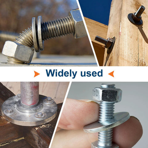 Flat Washers 1/4 Inch Inner 5/8 Inch Outer Stainless Steel 304 SAE Pack 200 in various installation settings.