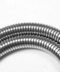 Close-up of Stainless Steel Flexible Metal Hose 18.5 Inch For Commercial Pre Rinse Kitchen Sink Faucets Replacement showing coiled design