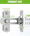 Dimensions of the 90 Degree Bifold Flip Door Latch in Stainless Steel 304, shown with mounting hardware included.
