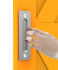 Sliding Barn Door Handle Double Sided Pull And Flush Embedded Invisible Stainless Steel shown installed on door, sleek hidden handle design.