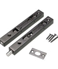2 Pack 6 Inch Heavy Duty Stainless Steel Concealed Flush Door Bolts For French And Double Dummy Doors, Black Finish, with screws