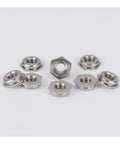 Heavy Duty Flush Nut Kit in 304 Stainless Steel or Galvanized Carbon Steel, M2-M6 size range nuts displayed on white background.