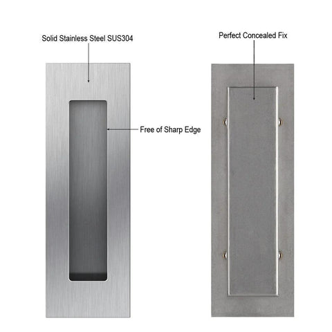 Flush Pull Two Pack Six Inch Rectangular Satin Brushed Hand Polished Chamfered Edges For A Smooth Safe Feel Free Of Sharp Edge Easy Installation