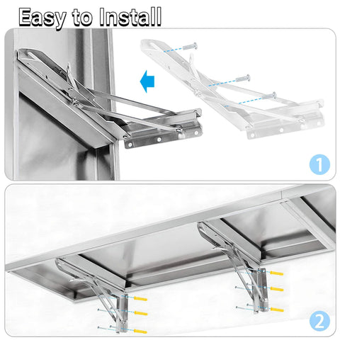 Drop Down Concession Shelf 48 By 12 Inches Stainless Steel Foldable Stand Shelf installation steps.