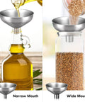 Stainless Steel Funnel Set Of 2 With Narrow 0.5 Inch Mouth And Wide 1 Inch Mouth For Spices Oils Liquids Food Beverages Transfer