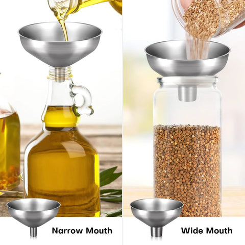 Stainless Steel Funnel Set Of 2 With Narrow 0.5 Inch Mouth And Wide 1 Inch Mouth For Spices Oils Liquids Food Beverages Transfer