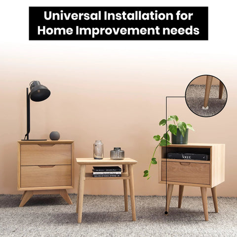 Furniture using Beefy Stainless Steel Outdoor Leveler Kit With Four 3/8-16 Leg Levelers for stability, plant and books visible.