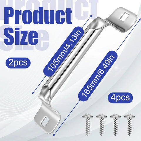 2 Pack Stainless Steel Garage Lift Handles Heavy Duty Door Pull Handles 6.5 Inch Length Ideal For Outdoor Residential Doors Garages And Closets Rust Resistant Durable Hardware Upgrade Replacement with screws