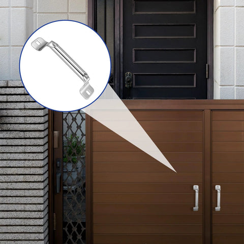 2 Pack Stainless Steel Garage Lift Handles Heavy Duty Door Pull Handles 6.5 Inch Length Ideal For Outdoor Residential Doors Garages And Closets Rust Resistant Durable Hardware Upgrade Replacement installed on brown outdoor door