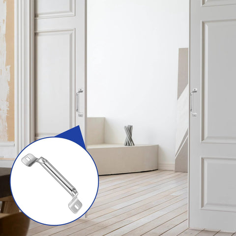 2 Pack Stainless Steel Garage Lift Handles Heavy Duty Door Pull Handles 6.5 Inch Length Ideal For Outdoor Residential Doors Garages And Closets Rust Resistant Durable Hardware Upgrade Replacement installed on white doors