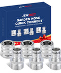 Heavy Duty Three Quarter Inch Garden Hose Quick Disconnect Set, 2025 Upgraded Stainless Steel Quick Release Connectors in package.